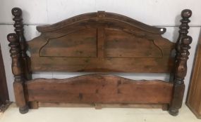 1980's Samuel Lawrence Stained Pine Cannon Ball King Size Bed