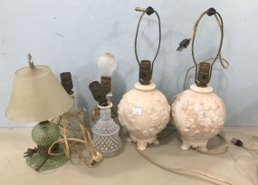 Six Vintage Glass Lamps