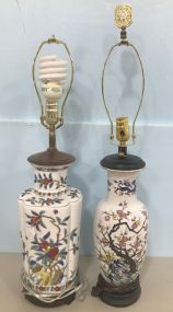 Two Hand Painted Porcelain Vase Lamps