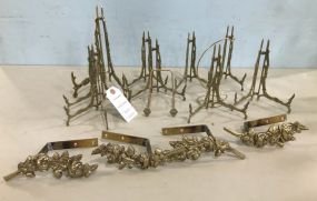 Ornate Brass Plate Easels and Curtain Holders