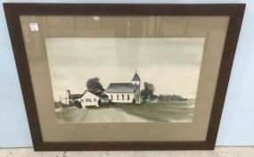 Watercolor of Church by Jan Horton