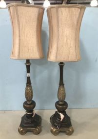 Pair of Resin Column Style Table Lamps