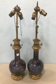 Vintage Pair of Art Glass Table Lamps