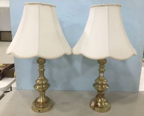 Pair of Heavy Brass Table Lamps