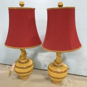 Pair of Hand Painted Ceramic Table Lamps
