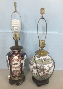 Two Oriental Porcelain Table Lamps