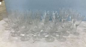 Collection of Etched Glass Stemware