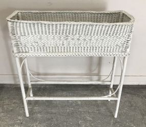 White Painted Wicker Planter