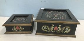 Two Hand Painted Modern Trinket/Storage Boxes