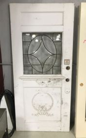 Vintage White Leaded Glass Door