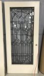 Modern Antique White Leaded Glass Door