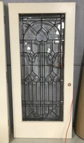 Modern Antique White Leaded Glass Door