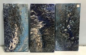 Three Drip Paint Abstract Art Canvases