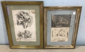 Two Gold Gilt Framed European Prints