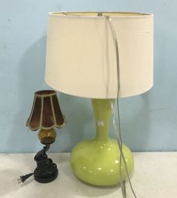 Yellow Art Vase Lamp and Metal Decor Elephant Lamp