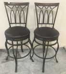 Pair of Modern Swivel Metal Bar Stools