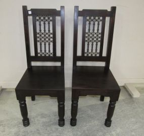 Pair of Modern Wood Hall Chairs