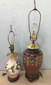 Gail Pittman Ceramic Lamp and Hand Painted Vase Lamp