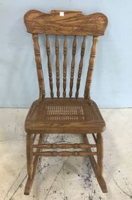 Modern Oak Cane Bottom Rocker