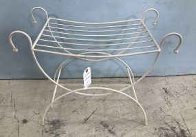 White Wrought Iron Vanity Bench