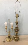 Two Vintage Brass Table Lamps