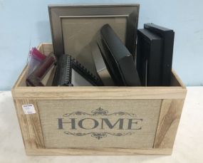 Home Box of Assorted Picture Frames and Curtain Loops