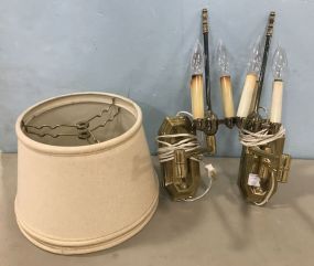 Pair of Brass Wall Light Fixtures