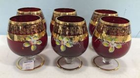 Set of Six Bohemian Glass Brandy Sniffers