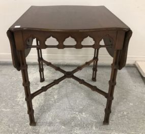 Chinese Chippendale Style Drop Leaf Side Table