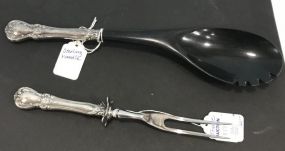 Towle Old Master Sterling Handle Carving Fork and Sterling Handled Serving Spoon