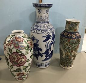 Three Oriental Style Pottery Vases