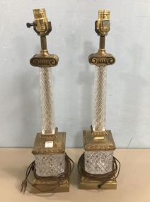 Pair of Vintage Pressed Glass Table Lamps
