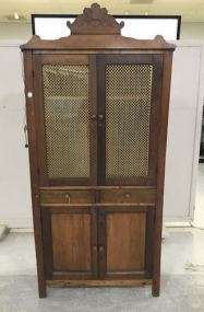 Vintage Walnut Pie Safe Cabinet