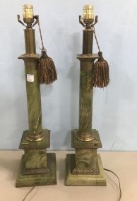 Pair of French Style Column Style Table Lamps