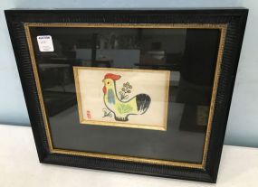 Asian Hand Painted Rooster Signed