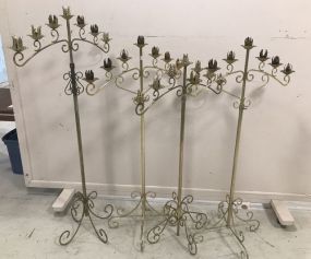 Four Brass Color Iron Candle Stands