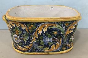 Italian Painted Ceramic Handled Tub