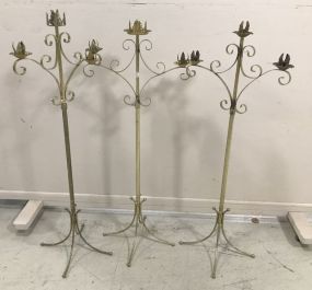 Three Brass Color Candle Stands