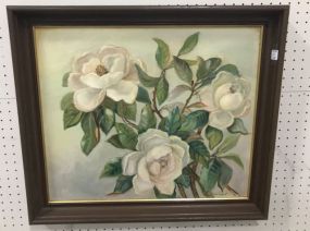 Magnolia Painting on Board by Frieda Salgert