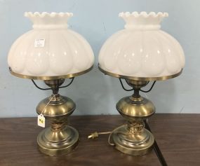 Pair of Brass Globe Table Lamps