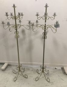 Two Brass Color Candelabra Stands