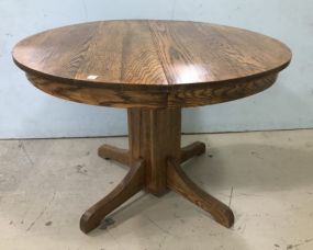 Vintage Round Oak Pedestal Table
