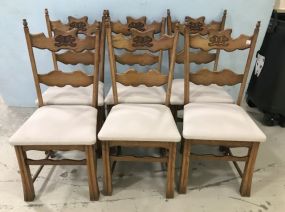 Six Country French Style Oak Dinning Chairs