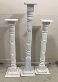 Three Wood Painted White Decor Columns