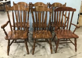 Six 1980's Colonial Style Dinning Chairs