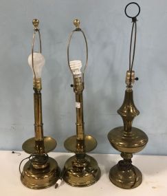 Three Vintage Pole Table Lamps