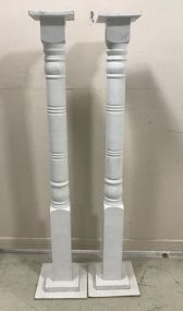 Two Painted White Wood Decor Columns