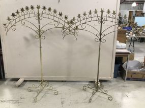 Two Brass Color Metal Candle Holder Stands