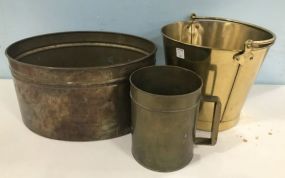 Three Brass and Copper Buckets