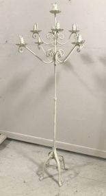White Painted Wrought Iron Candelabra Stand